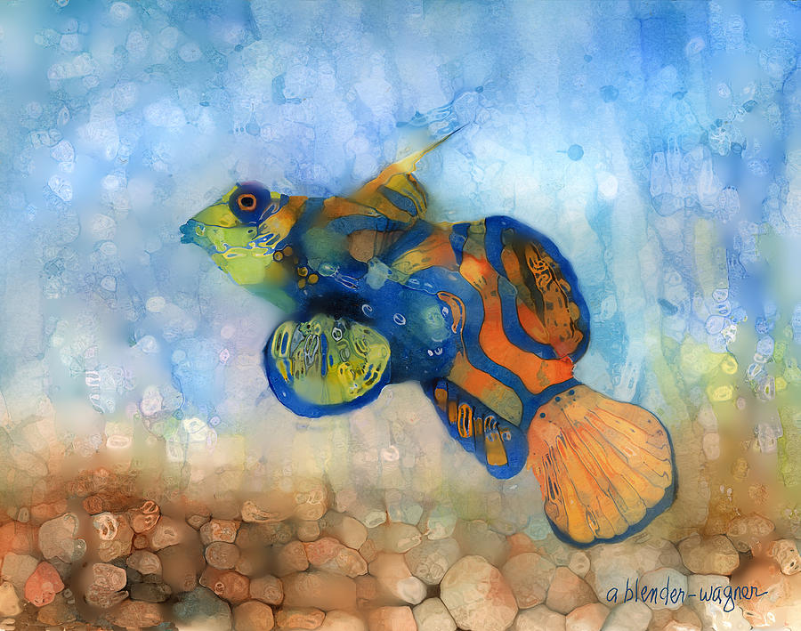Green Mandarin Fish Digital Art by Arline Wagner
