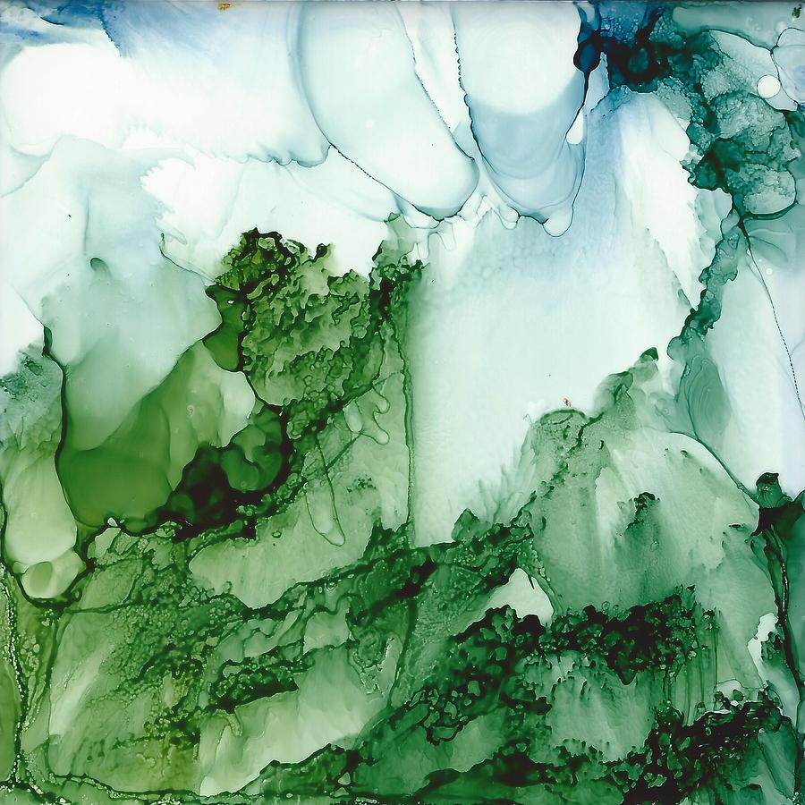Alcohol Inks Painting - Green Mansions by Gerry Morgan