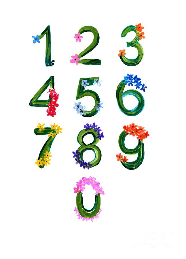 Green Numbers Painting by Sweeping Girl - Pixels