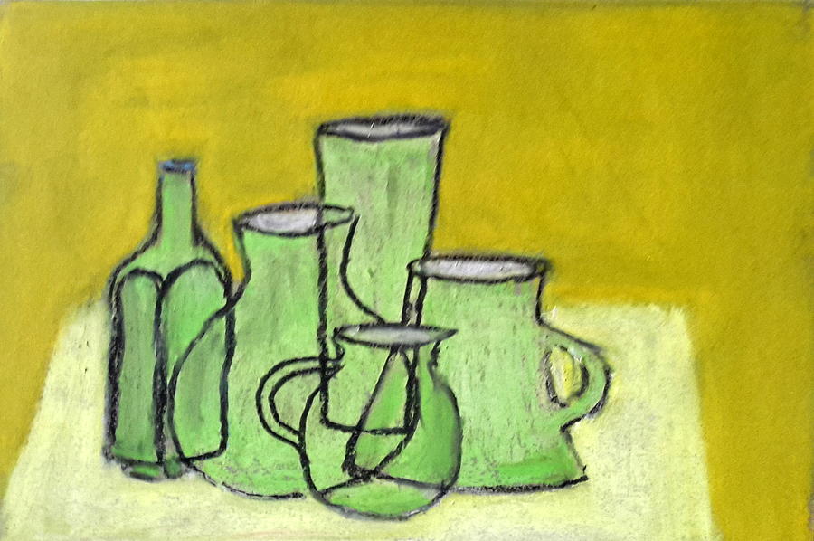 Still Life Painting - Green Objects by Bernard Victor