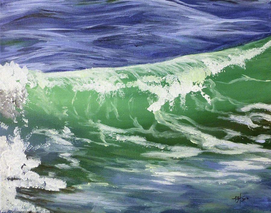 Green Ocen Wave Painting by Michelle Iglesias - Pixels