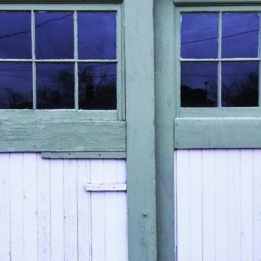 Minimalist Photograph - #green #olddoors #garagedoors by Ginger Oppenheimer