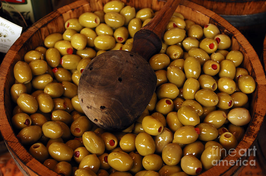 Snack Photograph - Green Olives by Helmut Meyer zur Capellen