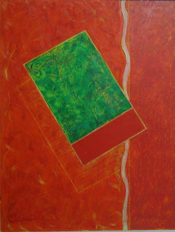 Green on Red Painting by Walter Casaravilla