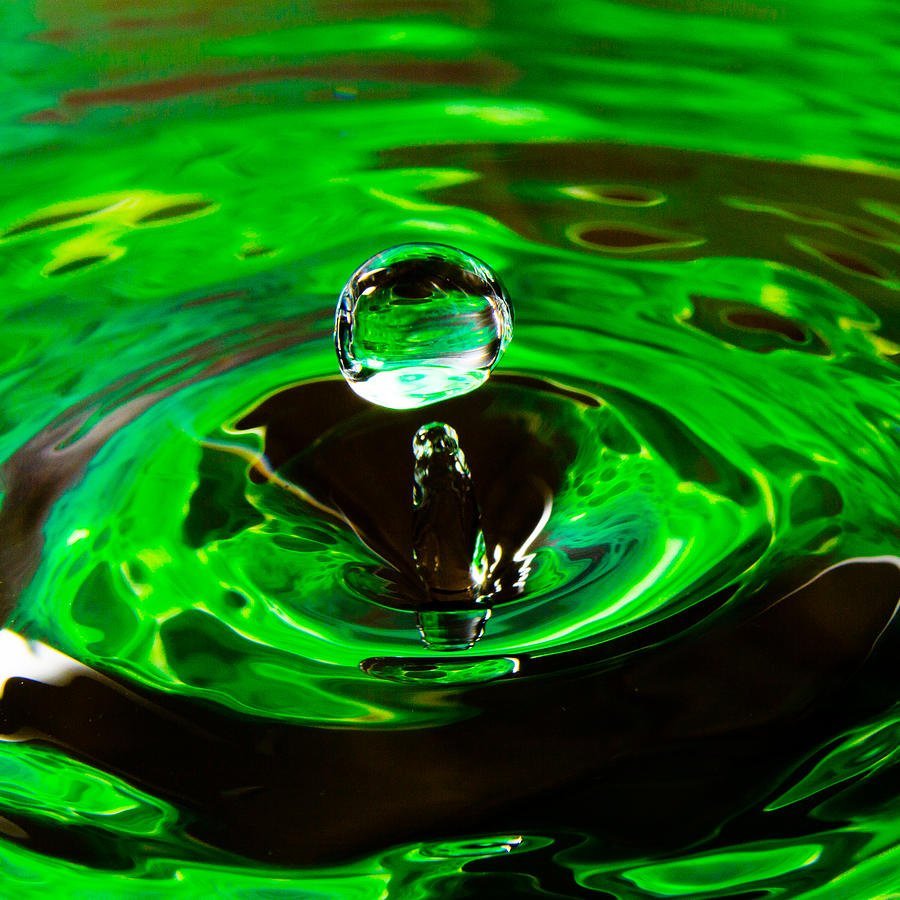 Green Orb Water Drop Photograph by SR Green
