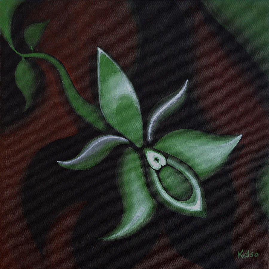 Green Orchid Painting by Bonnie Kelso