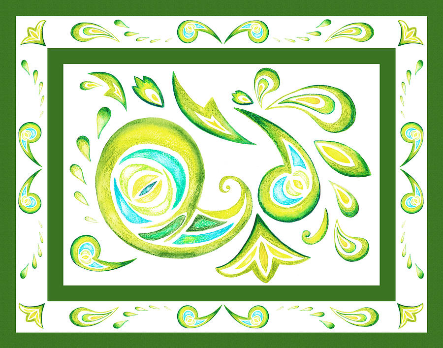 Green Paisley  Painting by Irina Sztukowski