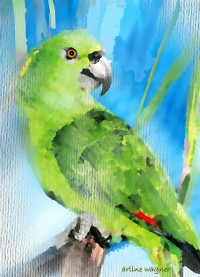 Green Parrot Digital Art by Arline Wagner