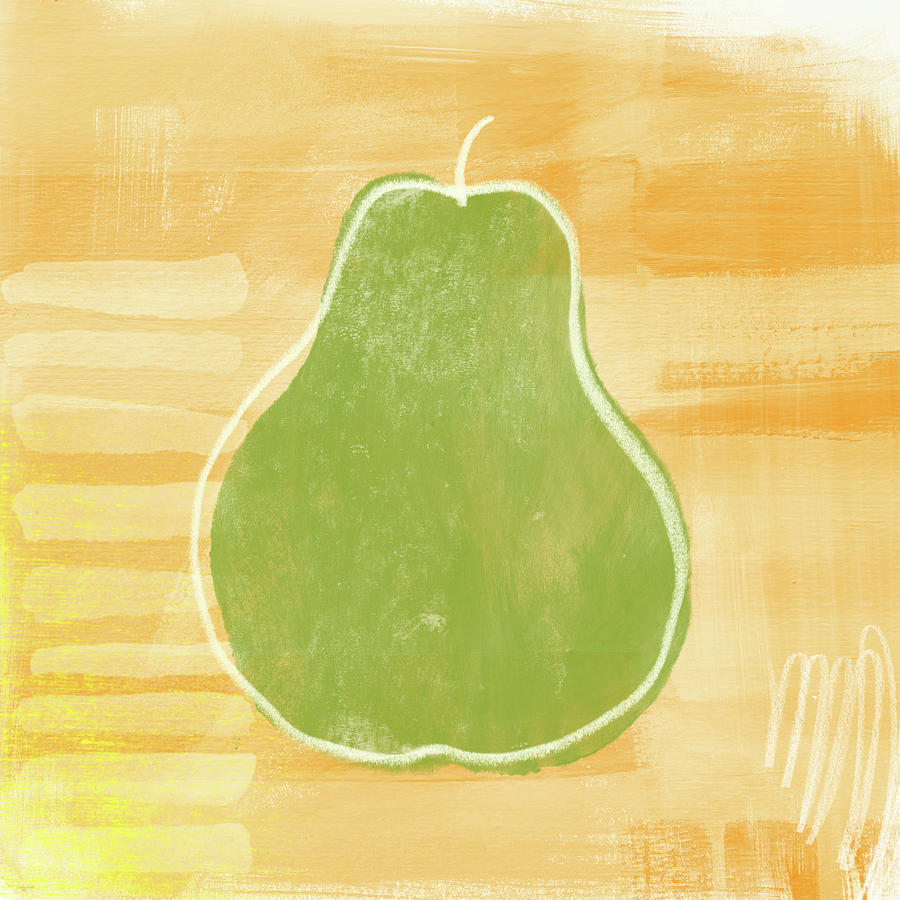 Green Pear 2- Art by Linda Woods Painting by Linda Woods