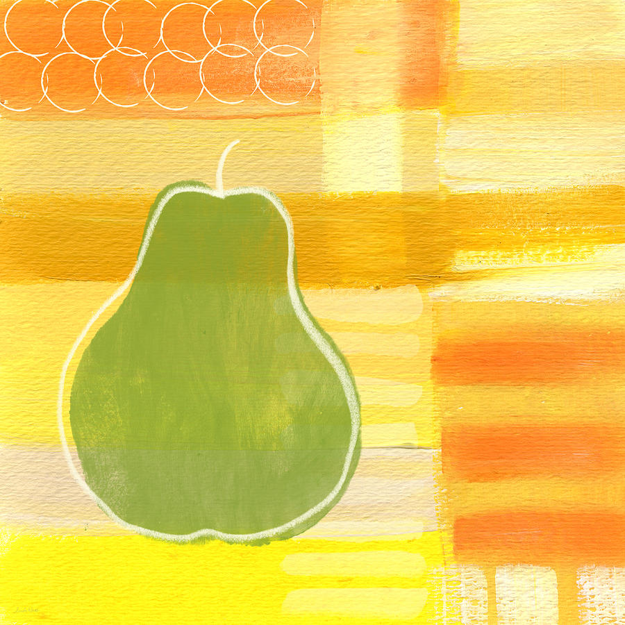 Green Pear- Art by Linda Woods Painting by Linda Woods