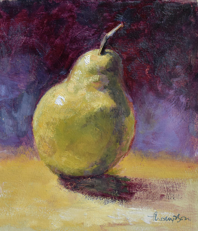 Still Life Painting - Green Pear Still Life by Tracie Thompson