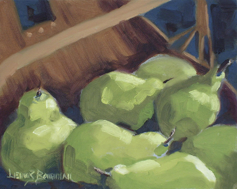 Green Pears Painting by Lewis Bowman