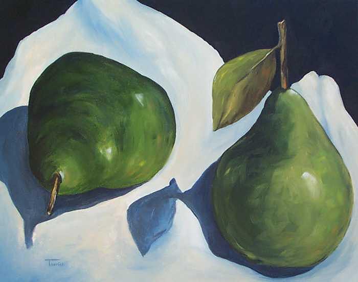 Food Painting - Green Pears on Linen - 2007 by Torrie Smiley Food Painting - Green Pears on Linen - 2007 by Torrie Smiley