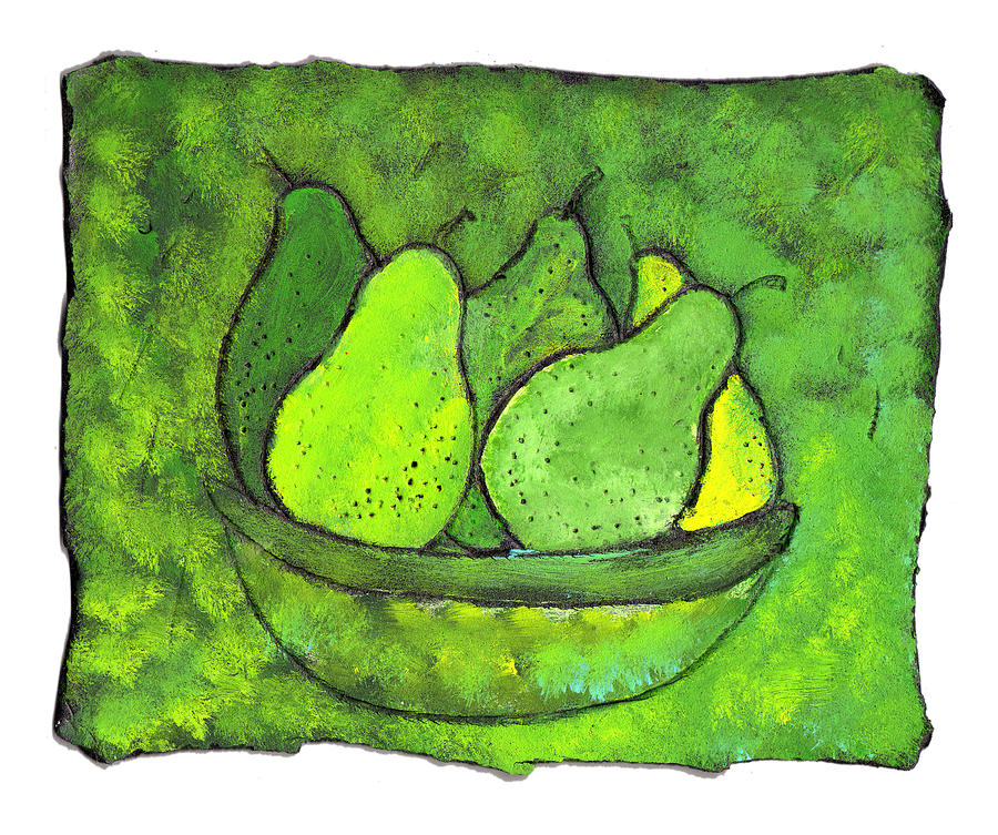 Green Pears Painting by Wayne Potrafka