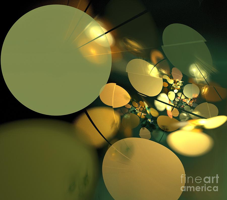 Abstract Digital Art - Green Pebbles by Kim Sy Ok