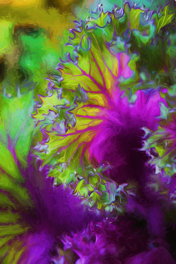 Green-pink leaves Digital Art by Lilia S