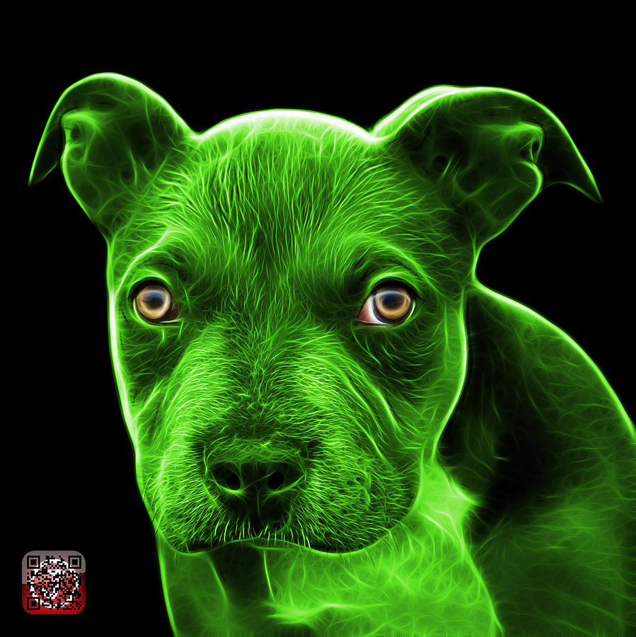 Green Pitbull puppy pop art - 7085 BB Painting by James Ahn