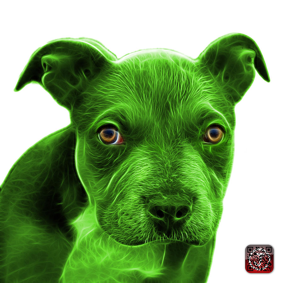 Green Pitbull puppy pop art - 7085 WB Painting by James Ahn