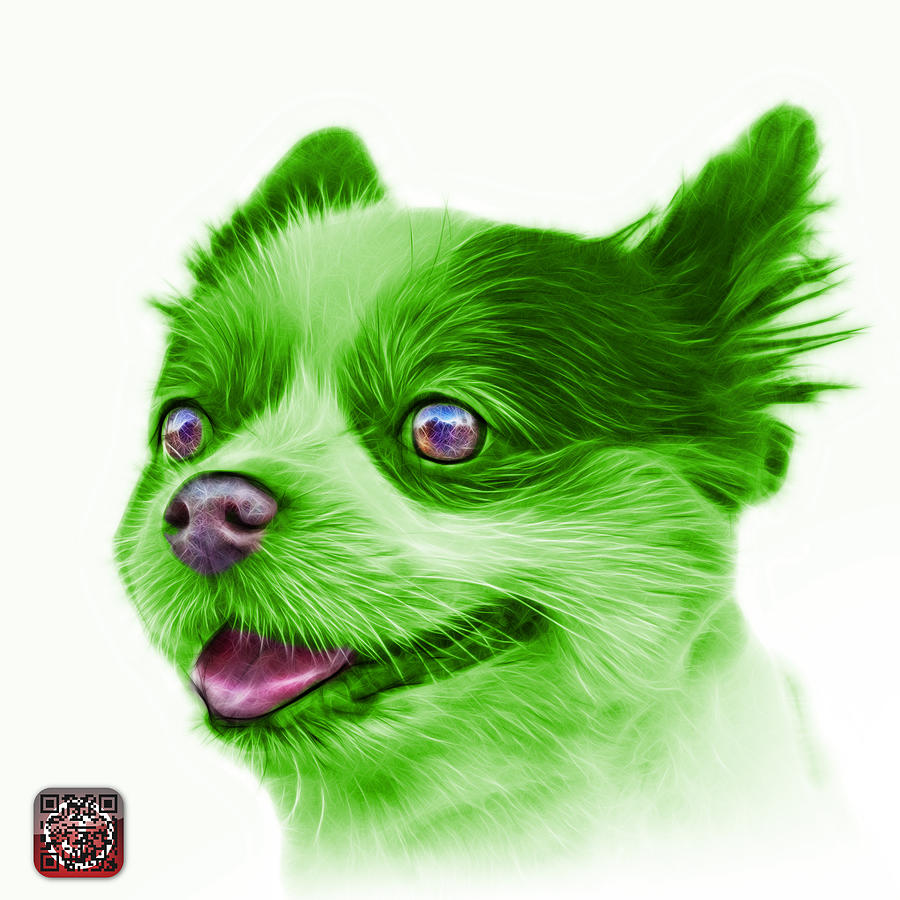 Green Pomeranian dog art 4584 - WB Painting by James Ahn