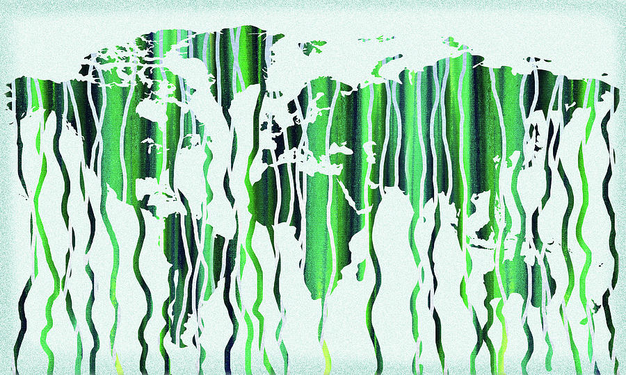 Green Rain Watercolor World Map Photograph by Irina Sztukowski