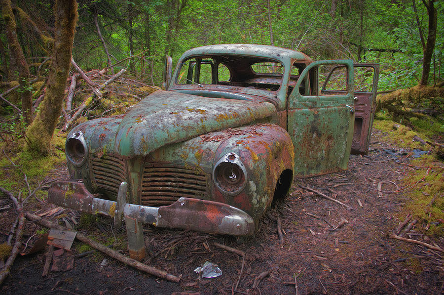 Car Photograph - Green Relic by Cathy Mahnke