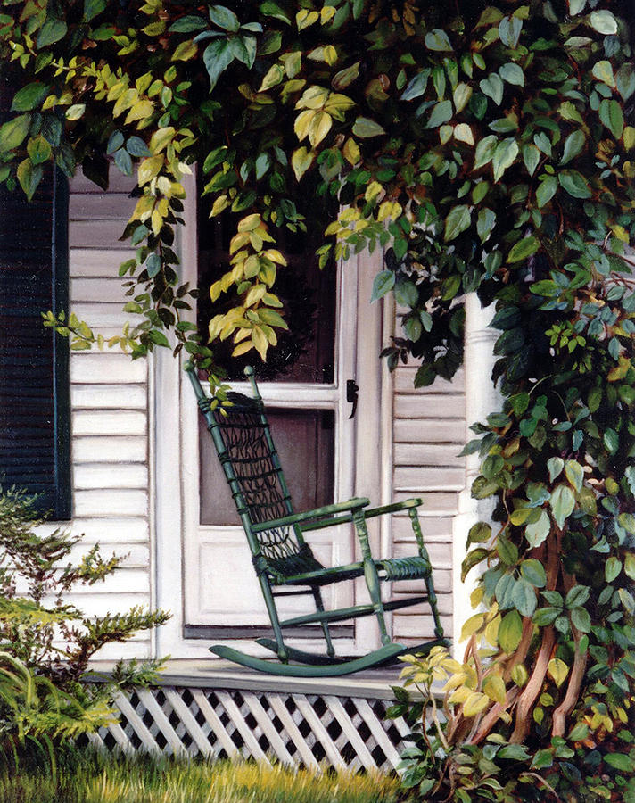 Green Rocking Chair Painting by Marie Witte