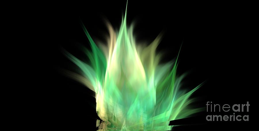 Abstract Digital Art - Green Rosebud by Kim Sy Ok