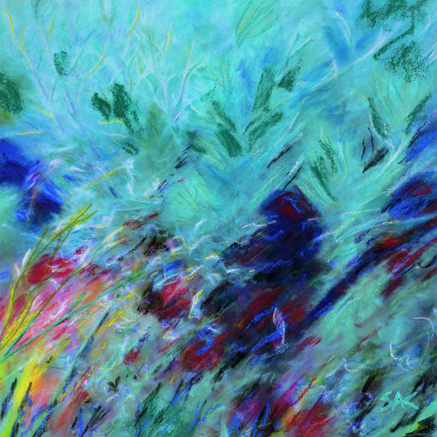 Green Sage and Wild Grass Pastel by Sheryl Karas