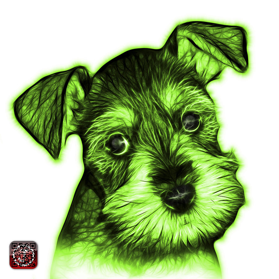 Dog Digital Art - Green Salt and Pepper Schnauzer Puppy 7206 FS by James Ahn