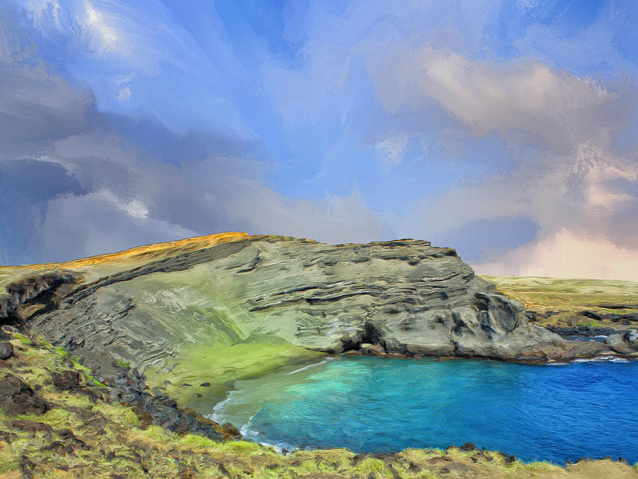 Green Sand Beach at Papakolea Painting by Dominic Piperata