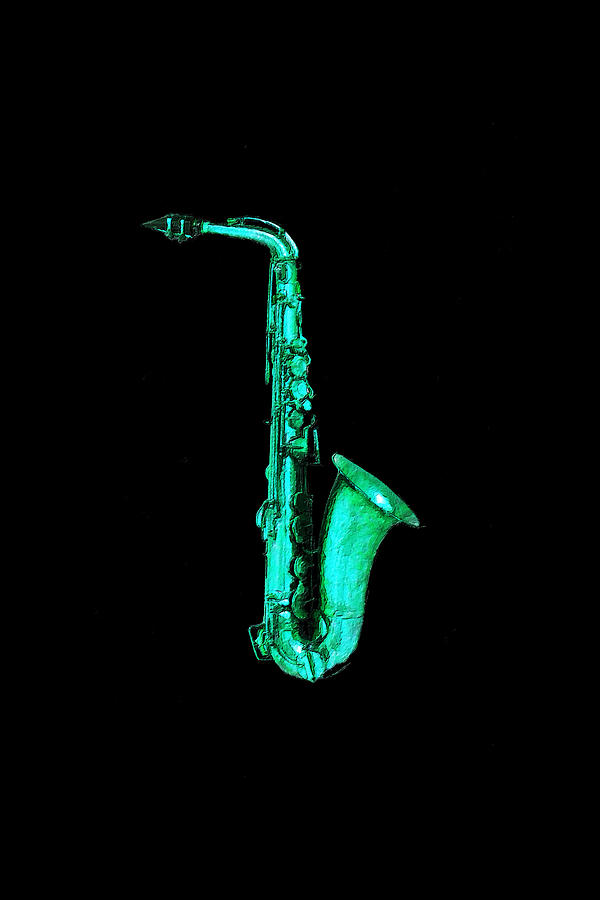 Green Saxophone Painting by Tony Rubino