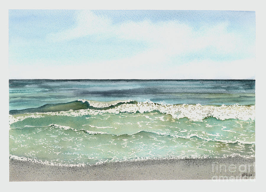 Green Sea Painting by Hilda Wagner
