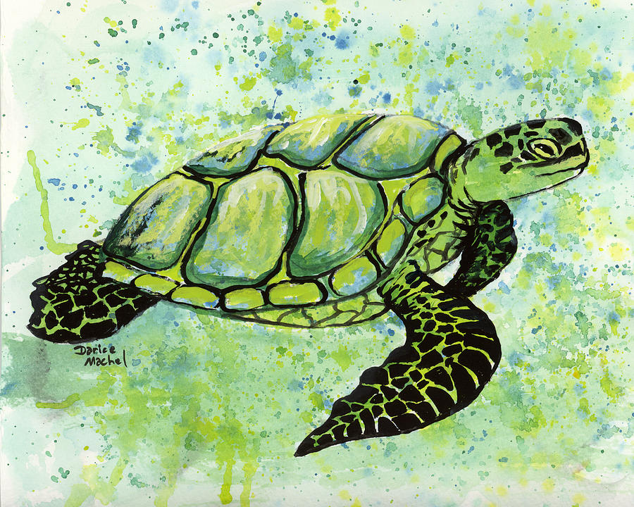 Green Sea Turtle 2 Painting by Darice Machel McGuire