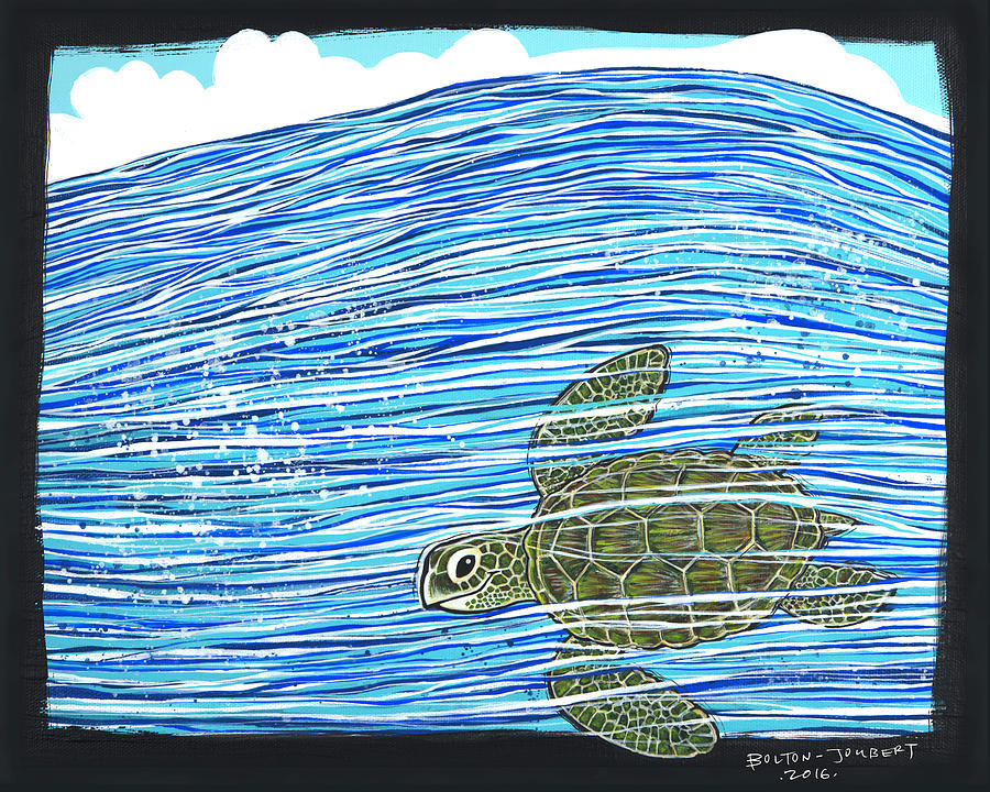Turtle Painting - Endangered Green Sea Turtle by Maria Bolton-Joubert