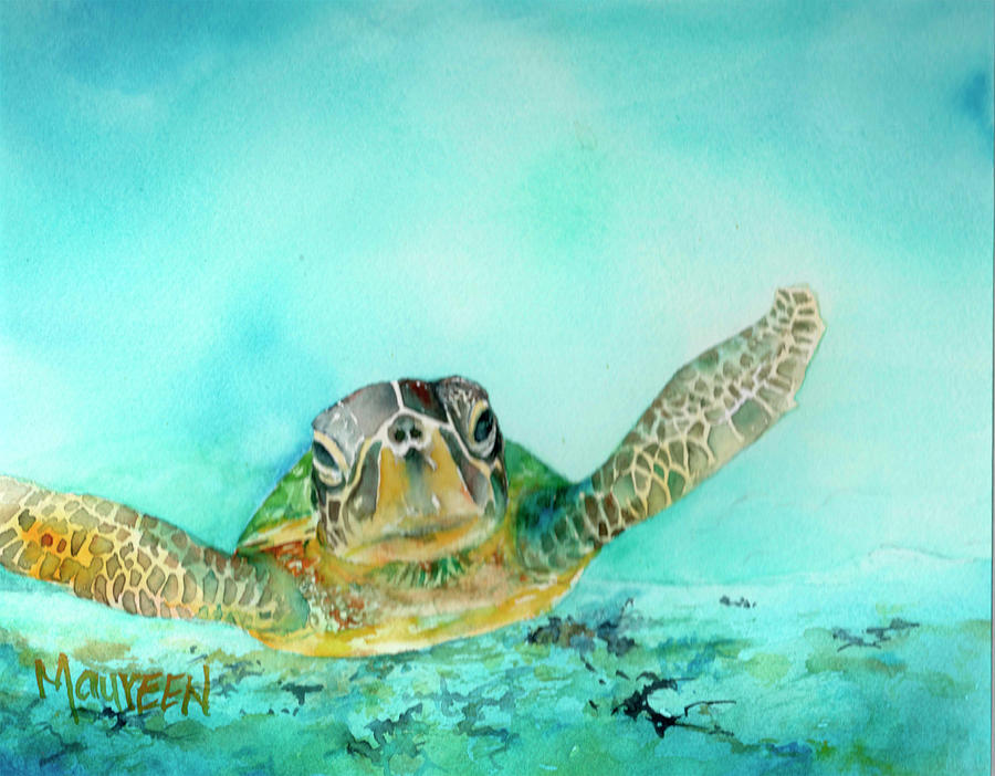 Green Sea Turtle Painting by Maureen Moore