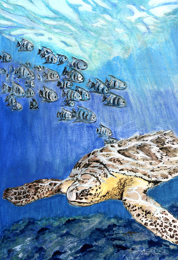 Green Sea Turtle Painting by Thomas Hamm