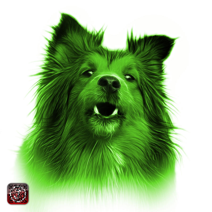 Green Sheltie Dog Art 0207 - WB Painting by James Ahn
