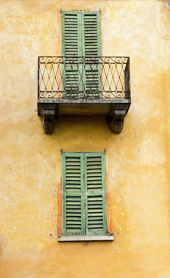 Architecture Photograph - Green shuttered windows by Oscar Gutierrez