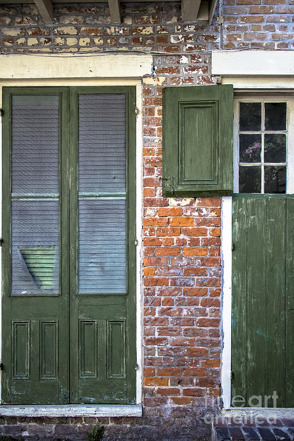 New Orleans Photograph - Green shutters, French Quarter by Bob Estremera