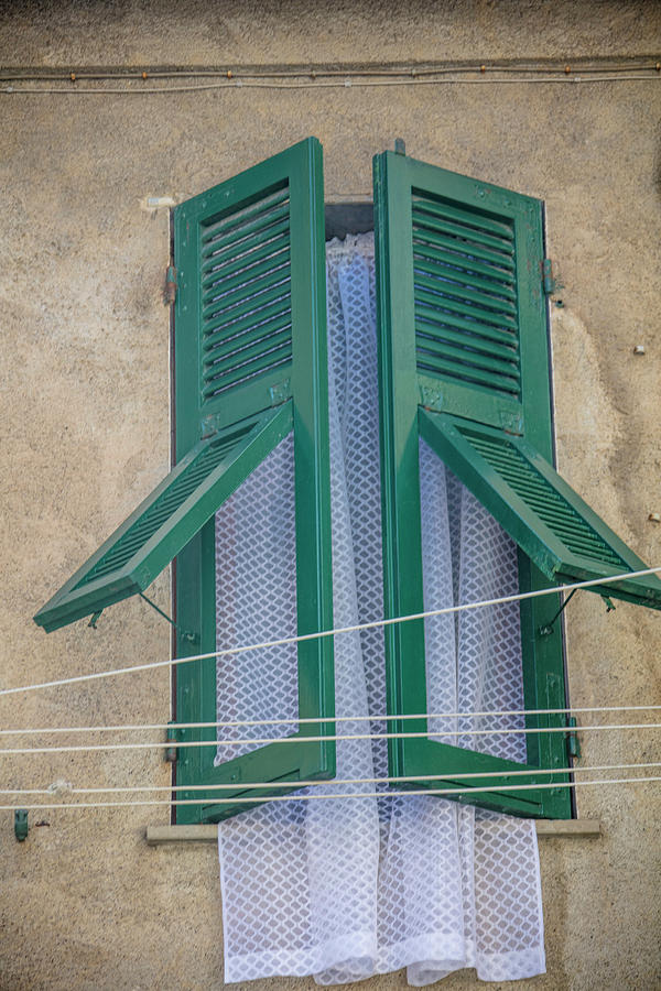 Green shutters in Cinque Terre  Photograph by John McGraw