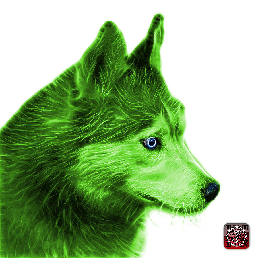 Green Siberian Husky Art - 6048 - WB Painting by James Ahn