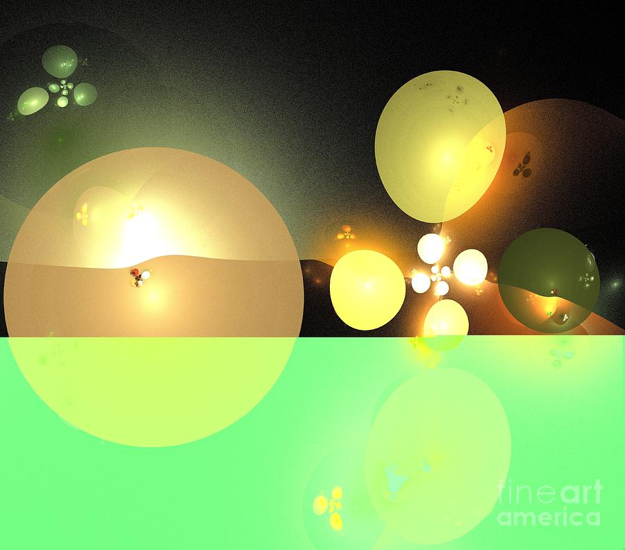 Abstract Digital Art - Green Sienna Ellipses by Kim Sy Ok