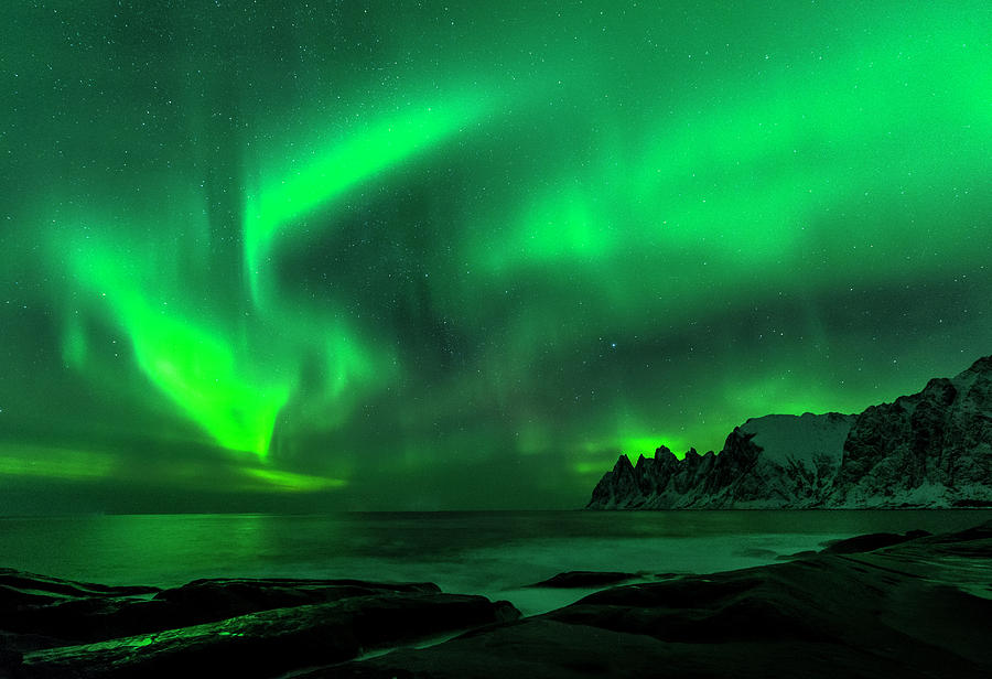 Green Skies at Night Photograph by Alex Lapidus