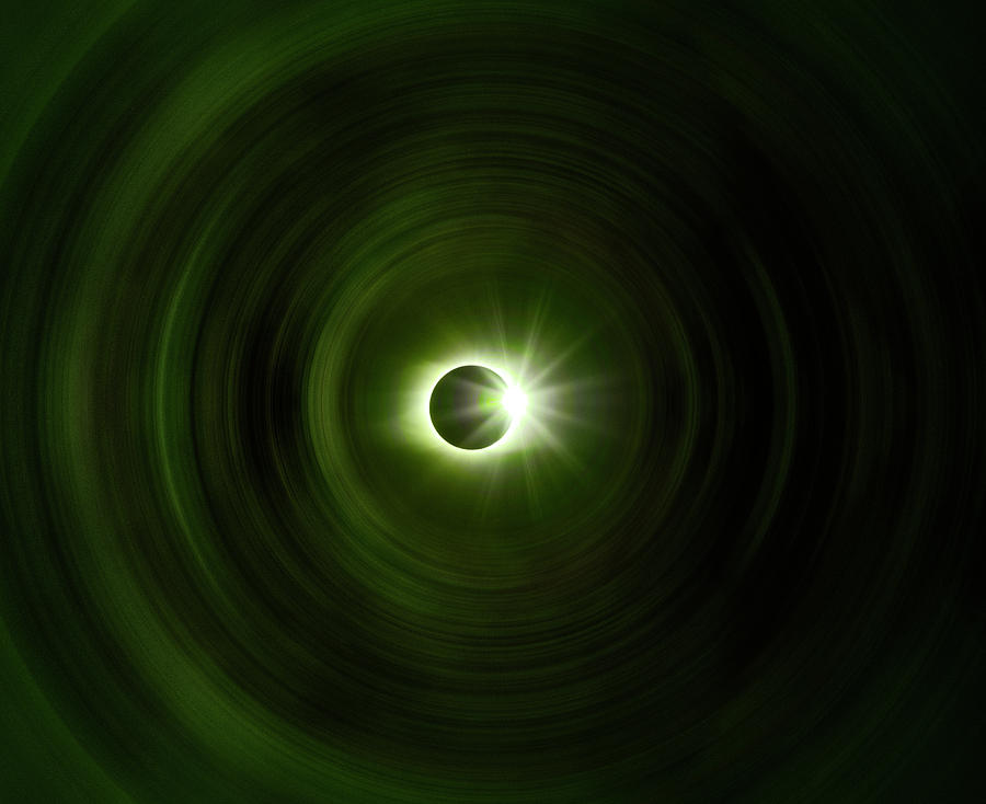 Space Digital Art - Green Solar Eclipse Spin by Pelo Blanco Photo