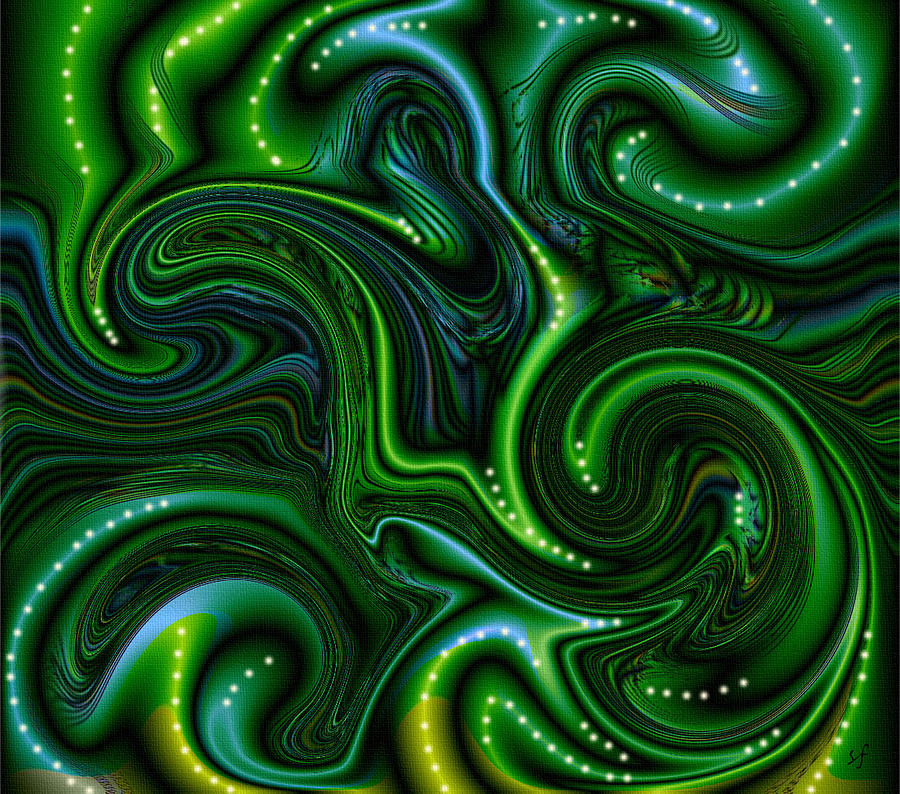 Green Spotted Slurvy Woads Digital Art by Shelli Fitzpatrick