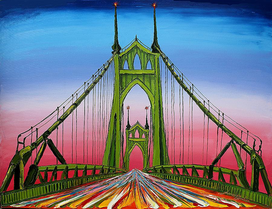Green St. Johns Bridge 3 Painting by James Dunbar