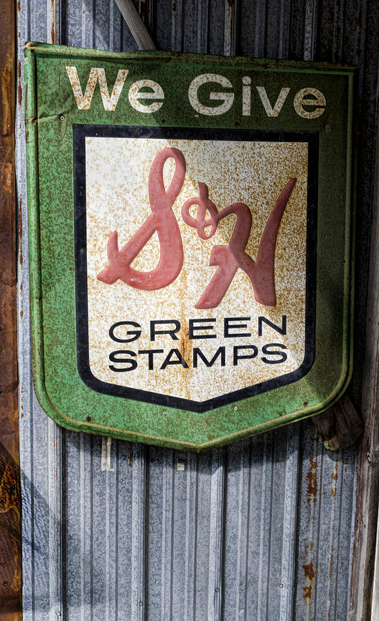 Sign Photograph - Green Stamp Sign by Peter Chilelli