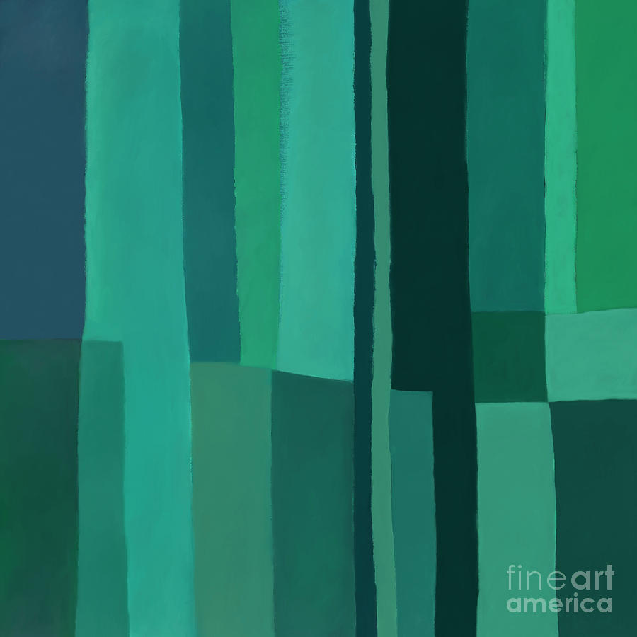 Abstract Digital Art - Green stripes 1 by Elena Nosyreva