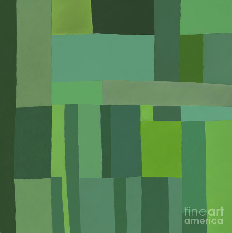 Abstract Digital Art - Green Stripes 2 by Elena Nosyreva