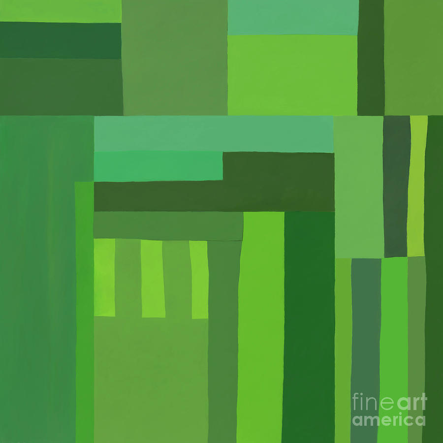 Abstract Digital Art - Green Stripes 3 by Elena Nosyreva